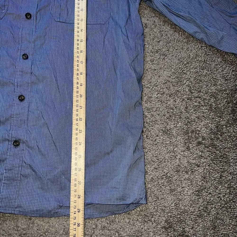 Outdoor Research Onward Long Sleeve Shirt Men L Blue Check Stretch Lined